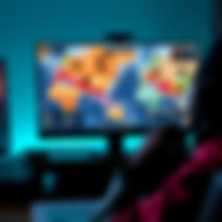 A player intensely strategizing on a computer screen displaying a geopolitical strategy game with maps and military units.