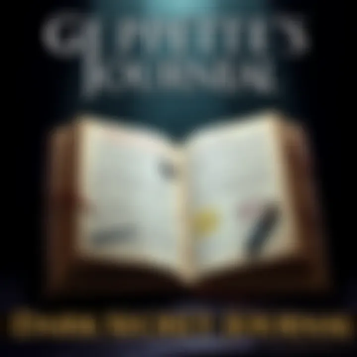 An open journal with handwritten notes and sketches, revealing Geppetto's troubled thoughts and emotions, with a dimly lit background suggesting a somber atmosphere.