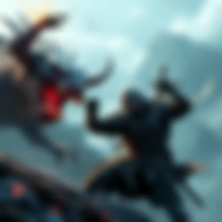 Geralt of Rivia fighting a monster in a fantasy landscape