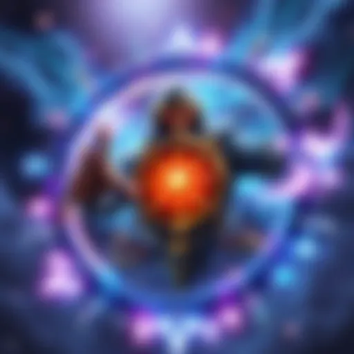 A character using Ghiza's Wheel skill with vibrant energy effects, showcasing healing sparks and surrounding talismans and armor pieces.