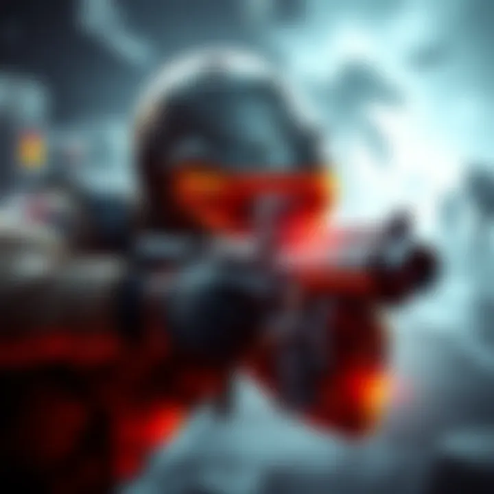 A Ghost Recon character aiming from a first-person view, showcasing tactical environment elements