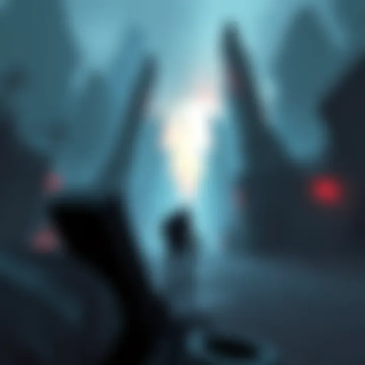 A scene from Ghost Babel showing a character sneaking through a 2D environment with stealth mechanics and a dramatic background, highlighting the game's unique style.