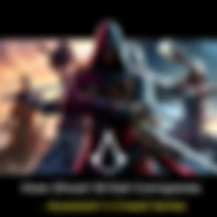 Side-by-side images of characters from Ghost of Tsushima and Assassin's Creed, highlighting their distinct styles and combat poses.