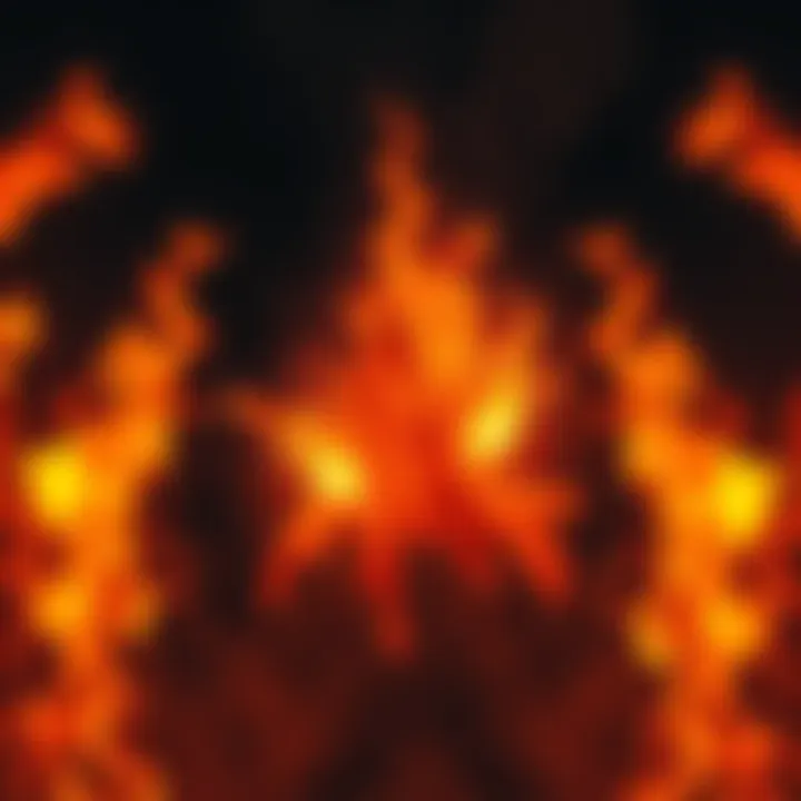 A ghostly figure of Yotei surrounded by flickering flames, set against a dark background.