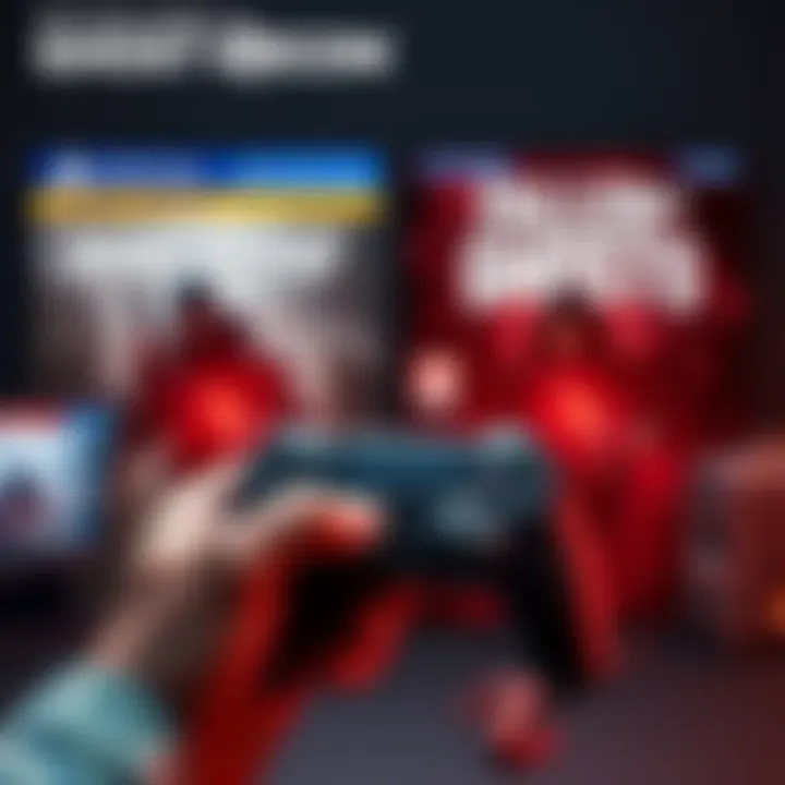 A player considering two Ghost Recon DLC options, Narcoroad and Fallen Ghosts, with a game controller in hand and images of both DLC covers in the background.