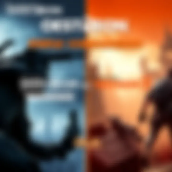 A side-by-side image of Ghost Recon Breakpoint Ultimate Edition and The Division 2 Ultimate Edition, showcasing their key features and gameplay elements.