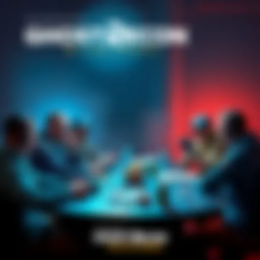 A group of gamers discussing character stories and strategies from Ghost Recon: Wildlands around a table with gaming consoles and snacks.