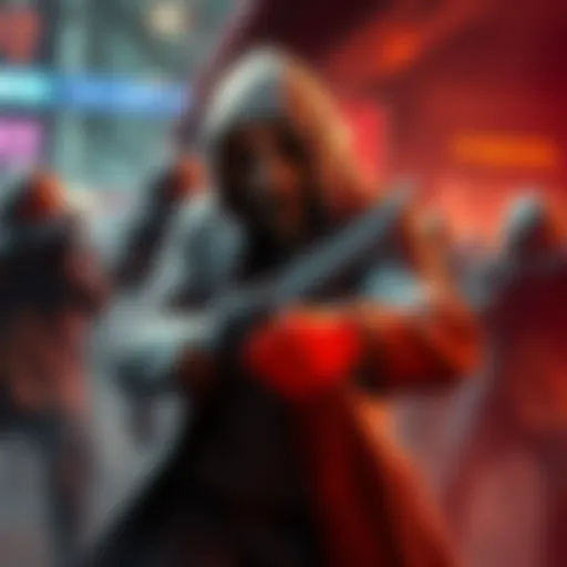 GhostFace character poses with a knife as he faces off against multiple players in a thrilling 2v8 match