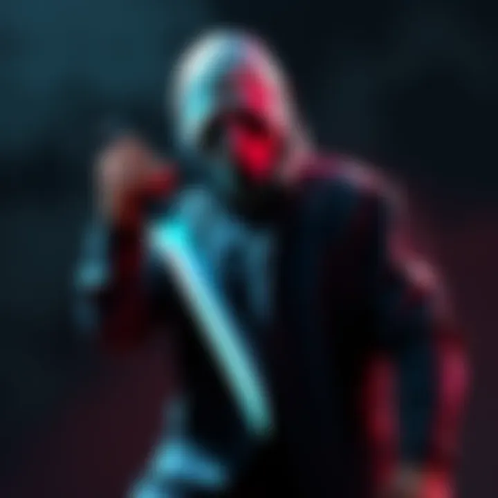 Ghostface stands ready to strike, holding a knife, with a shadowy background suggesting tension and fear.