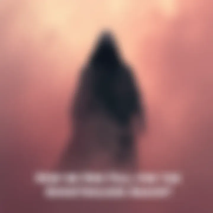 A figure cloaked in shadows stands in a dense fog, representing the Ghostwalker entity luring people in with mysterious allure.