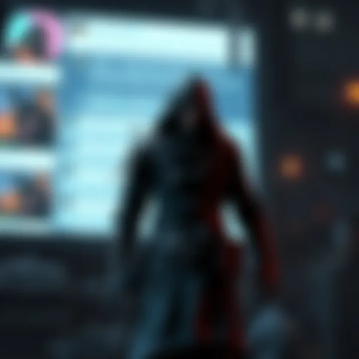 A ghoul character wearing tattered clothes stands in a dark game environment, looking determined against a backdrop of toxic comments on a screen.