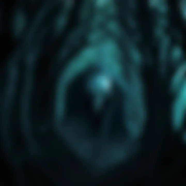 A mysterious figure of a ghoul lurking in a dark trail, blending fear and intrigue with ghostly features and an eerie ambiance.