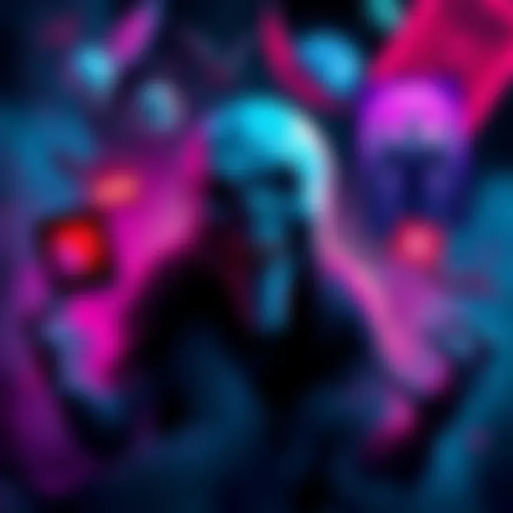 A spooky ghoul emerging from the shadows, surrounded by iconic pop culture symbols like movies and video games, showcasing their appeal in modern media.