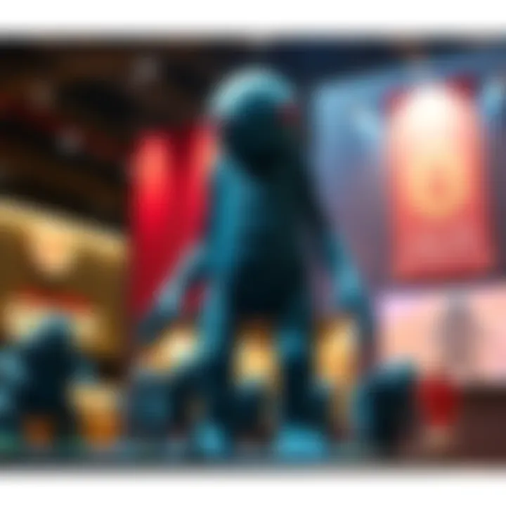 A large Gormiti figure stands prominently among smaller figures, showcasing its impressive size and detail, appealing to collectors.