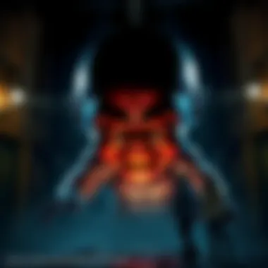 A large, eerie baby creature with a frightening face in a dark environment, representing a key moment in Resident Evil Village.