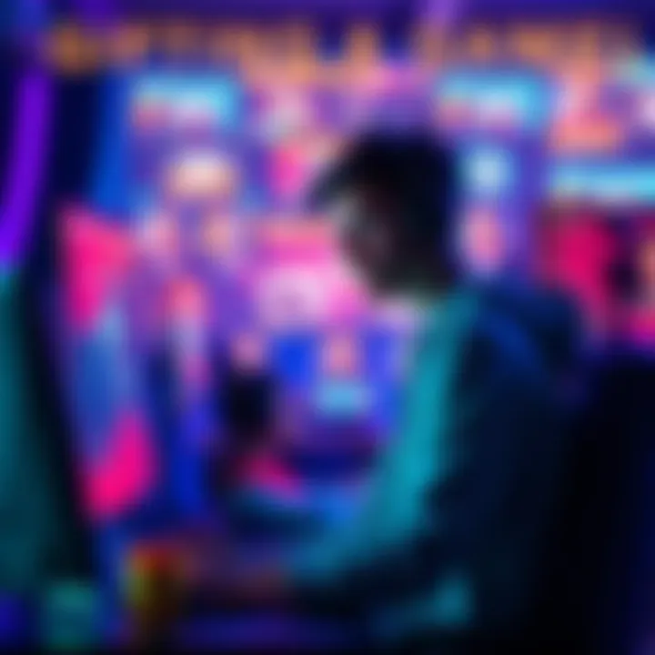 A gamer at a computer screen pondering about repurchasing a game after a refund, with visual elements representing gaming and online platforms.