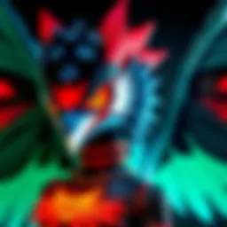 Colorful gijinka art of Nargacuga created by artist Umituki, showcasing their creativity and talent.