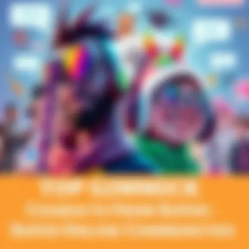 A colorful collage of unique online characters, featuring Johnny G and Shartcandy, surrounded by chat bubbles and playful graphics.