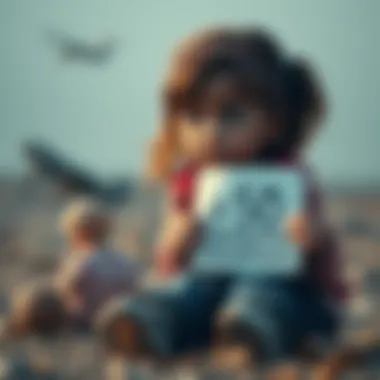 A young girl sitting on the ground with a worried expression, holding a sign requesting 50 bloodpoints for support.