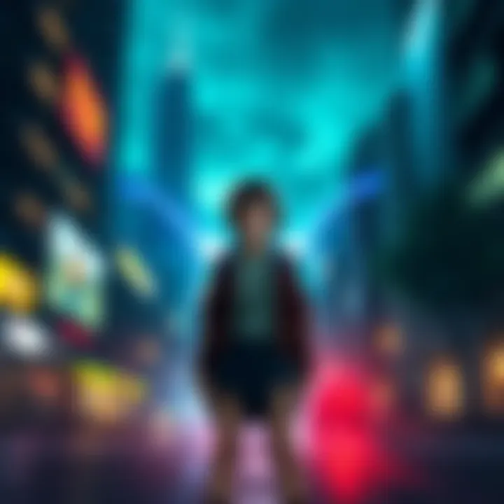 A girl with supernatural abilities stands in a city setting, surrounded by visions of the future and past, showcasing similarities to Life is Strange.