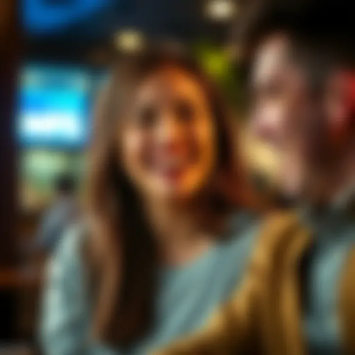 Girlfriend Laughing at a Joke A woman laughing while her boyfriend tells a low-quality joke, showcasing a light-hearted moment between them.