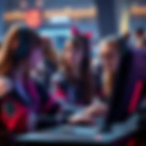 A group of girls engaged in a game of Dota 2, showing determination and teamwork, challenging stereotypes in gaming.