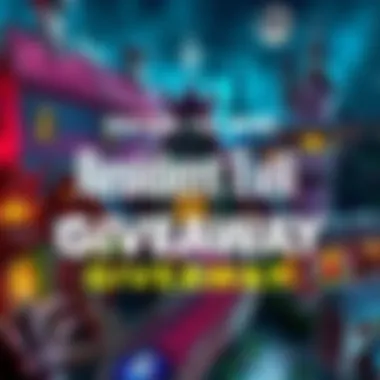 A colorful graphic showcasing Resident Evil Village and Like a Dragon games with a bold giveaway message