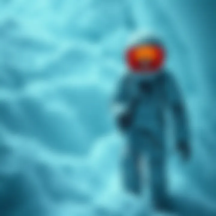 The final mummy suit is displayed against a snowy glacier backdrop, highlighting its unique features.