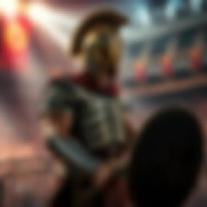 A Gladiator prepares for battle in the arena, showcasing excitement and anticipation at NMPLOL's event.