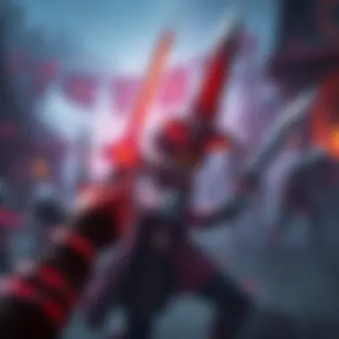 A player holds a Glaive in one hand and a Charge Sword in the other, ready for battle in a game setting.