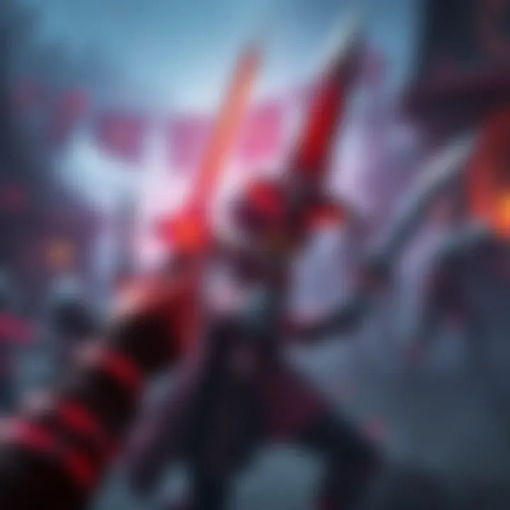 A player holds a Glaive in one hand and a Charge Sword in the other, ready for battle in a game setting.