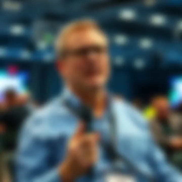 Glen Schofield speaking at a gaming conference about creativity in AAA games