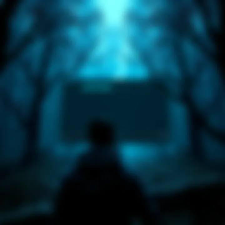 A player staring at a black screen in Abyssal Forest, struggling without a HUD or map during gameplay.