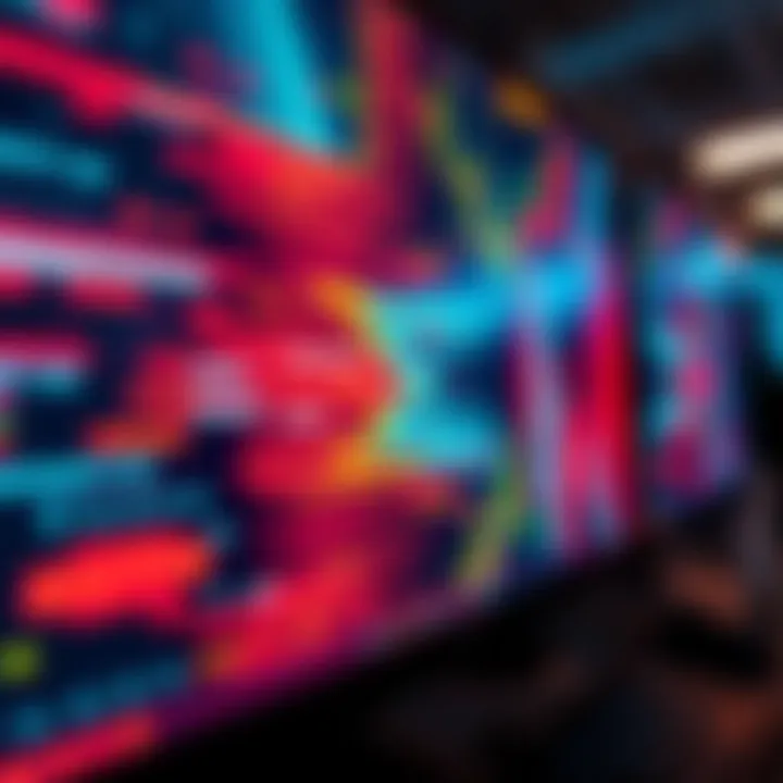 Glitch on Screen Close-up of a computer screen displaying a glitch effect with distorted graphics