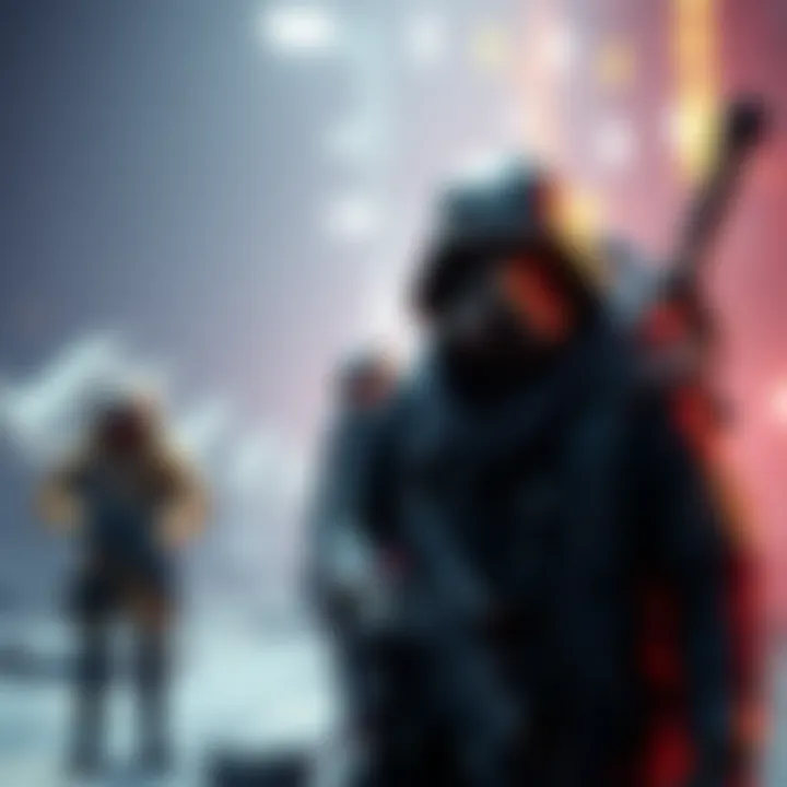 A scene showing distorted operator and drifter characters with unusual colors and shapes during a quest in the game.