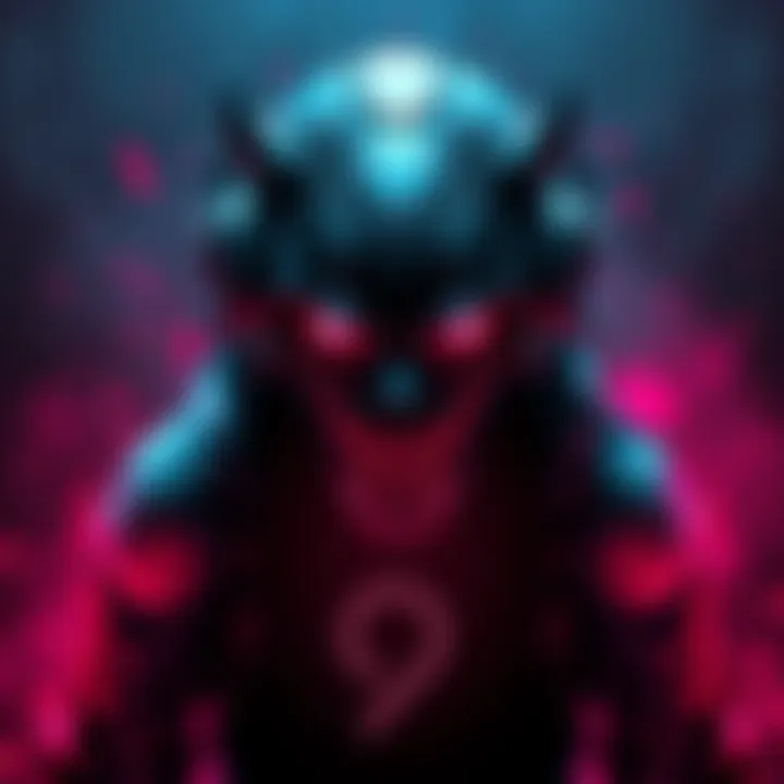 Glitchtrap Character Illustration A digital representation of Glitchtrap, a sinister AI figure with a glitchy appearance, surrounded by dark colors and ominous shadows.