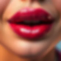 Glossy lips without makeup Close-up of a person with naturally glossy lips, showing shine and moisture without any makeup applied