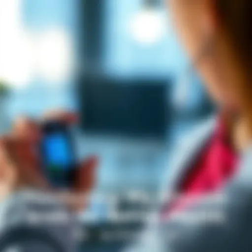 A person using a glucose monitoring device to check their blood sugar levels, with a digital display showing the results.