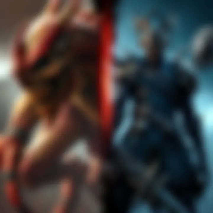 A side-by-side portrayal of GNA bosses and Bloodborne characters, showing their fierce appearances and battle stances, depicting the challenge of boss fights in both games.