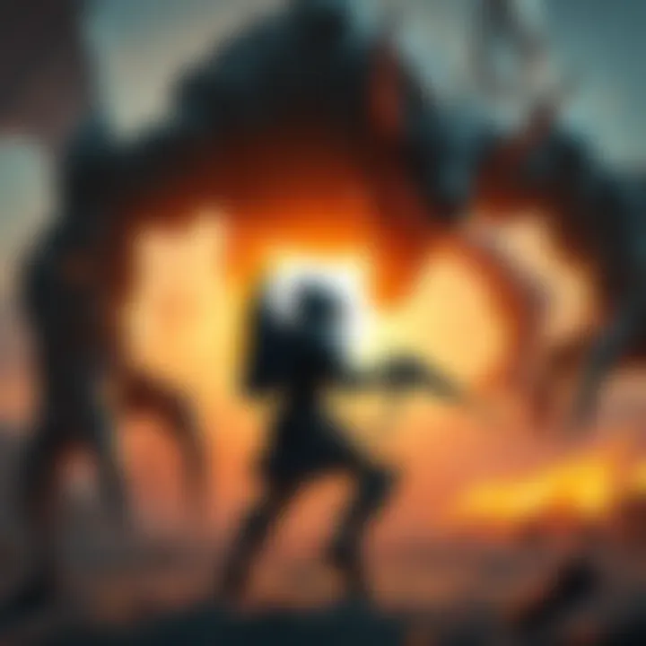 A character from the God Eater franchise battling a monster alone in a stylized environment