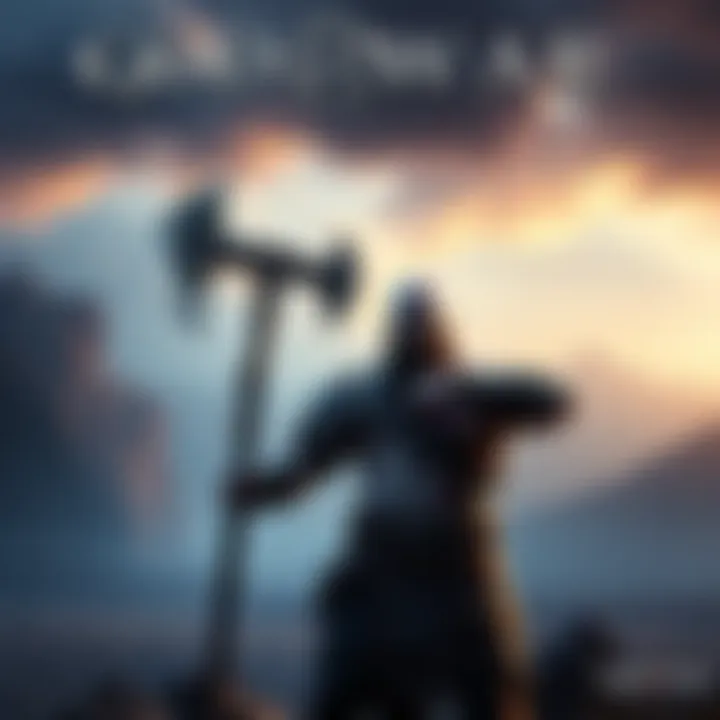 Kratos holding his iconic axe in front of a dramatic landscape