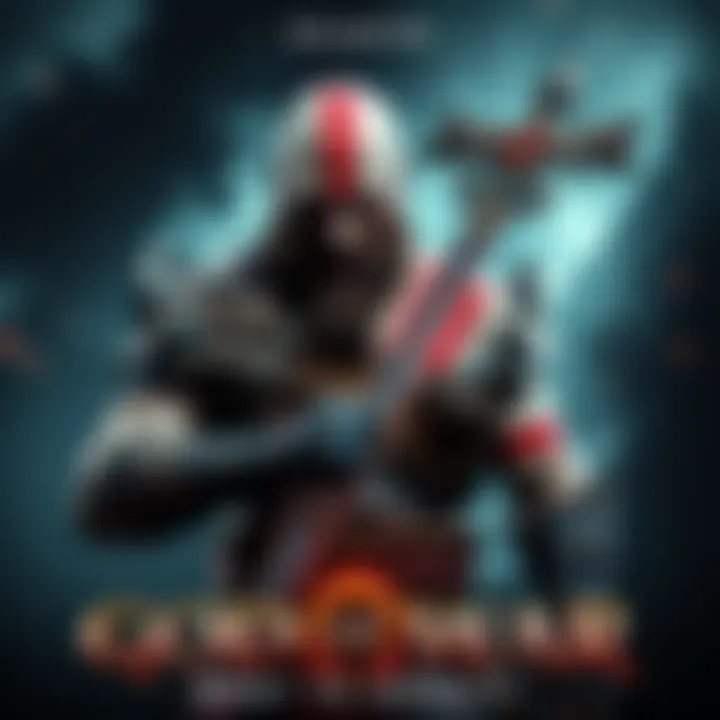 A warrior holding a weapon with a dramatic backdrop representing a video game world