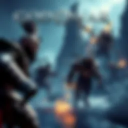 Scene showing intense action from God of War Laufey with characters battling enemies