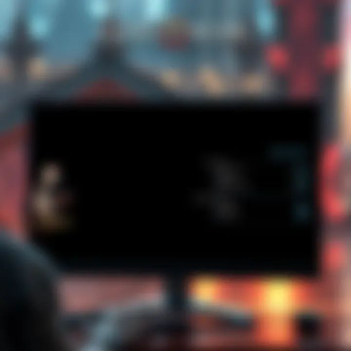 A player troubleshooting full screen problems in God of War Ragnarok on a PC, showing a black screen and resolution settings on the monitor.