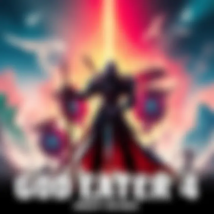 A character inspired by God Eater stands in a vibrant fantasy landscape, merging elements of Code Vein's dark aesthetic, with a sword in hand, ready for battle.