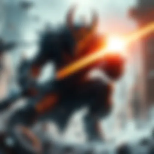 A fierce battle scene featuring Godfrey, showcasing his powerful attacks and fast movements against players.