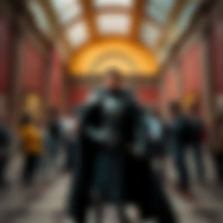 Godfrey, the First Elden Lord, stands confidently in the MET, engaging with fans and art lovers.