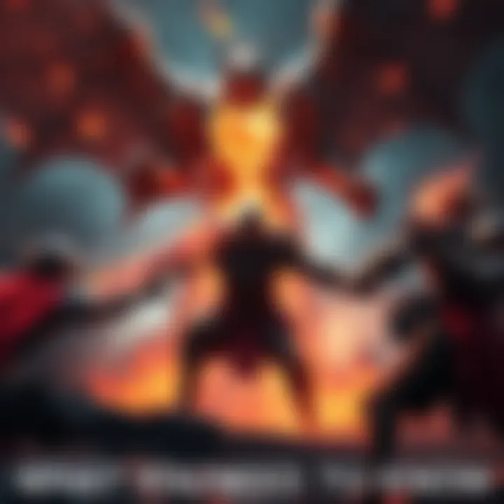 An intense battle scene featuring Godrick, showcasing his new phase with powerful attacks and fiery effects, as players strategize to overcome him.