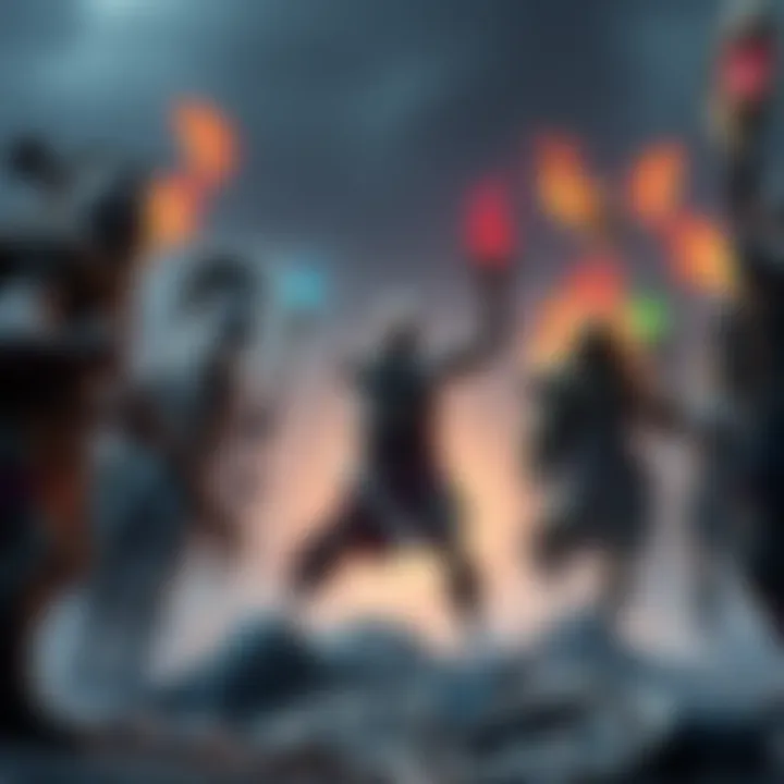 Various gods from different mythologies preparing for battle against Kratos, showcasing their unique powers and attributes.