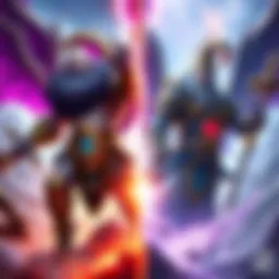 A visual comparison of older and newer gods showcasing their ability descriptions and design differences in a gaming context.